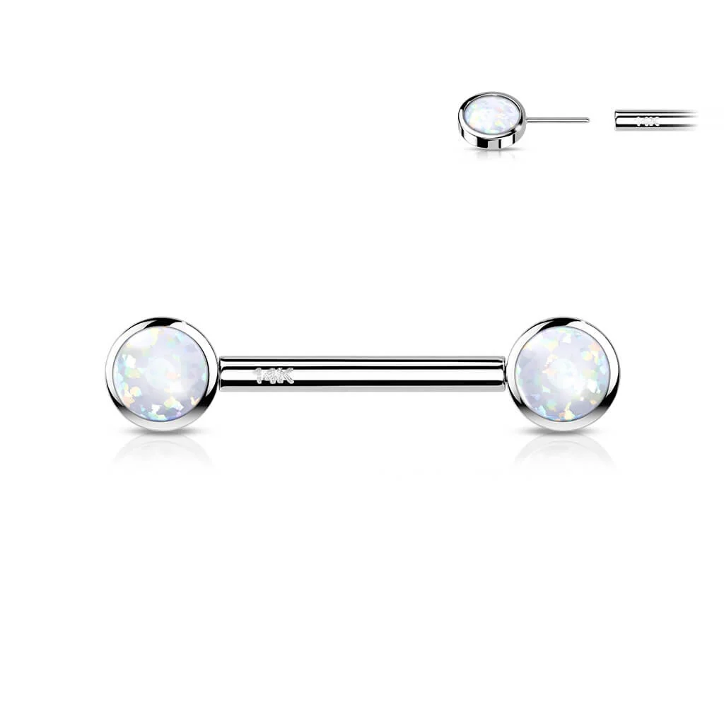 Solid Gold 14 Carat Nipple Piercing Round Zirconia Push-In - Image 4