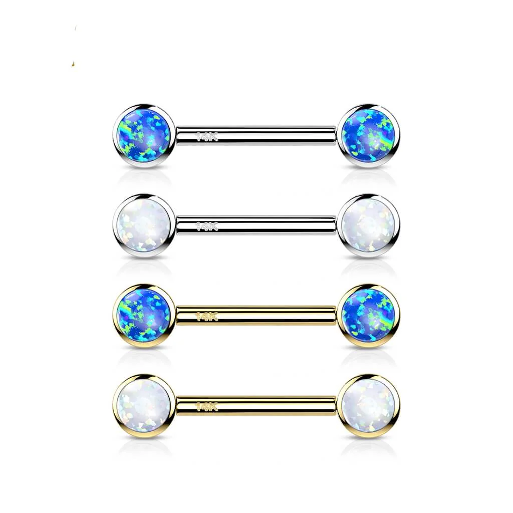 Solid Gold 14 Carat Nipple Piercing Round Zirconia Push-In - Image 5