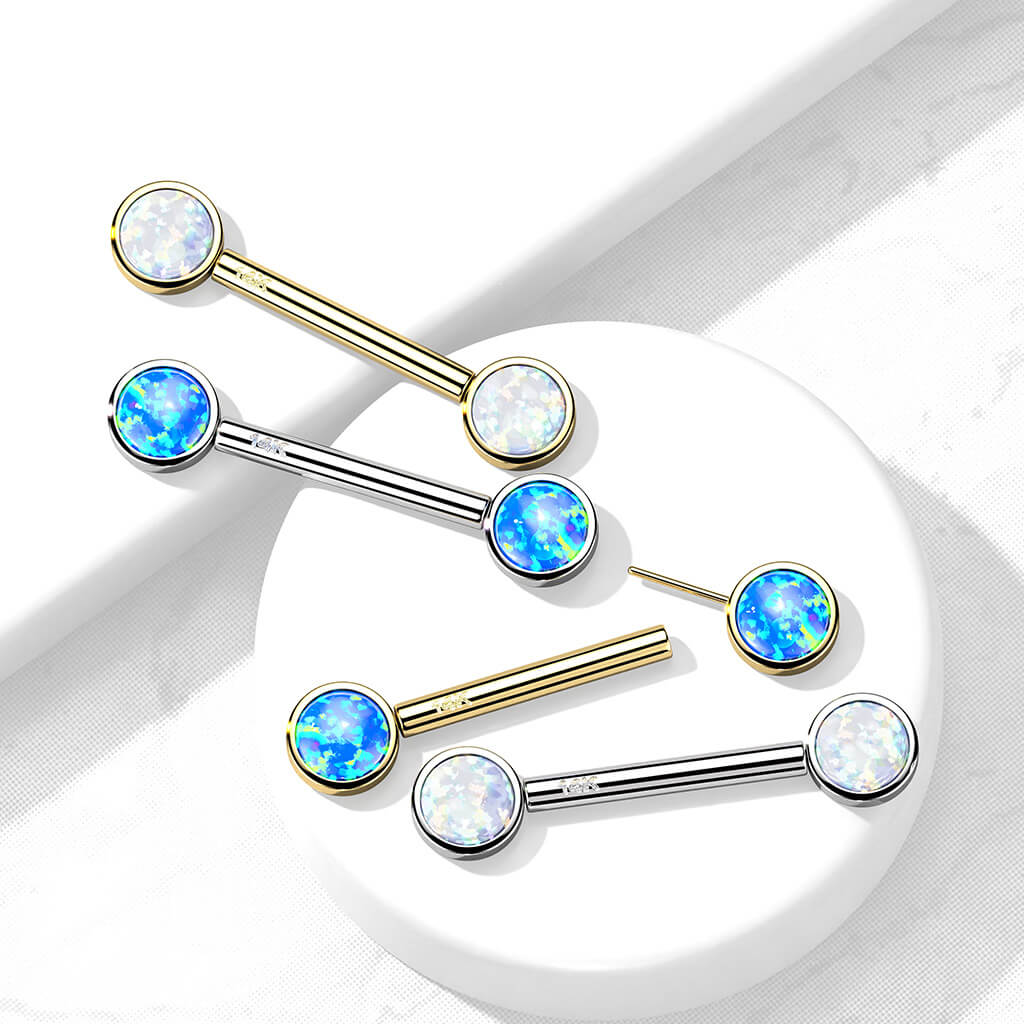 Solid Gold 14 Carat Nipple Piercing Round Zirconia Push-In - Image 7