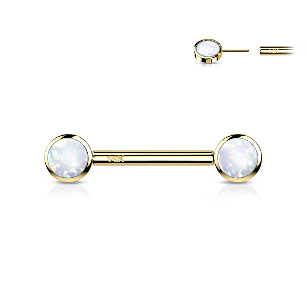 Solid Gold 14 Carat Nipple Piercing Round Zirconia Push-In - Image 8