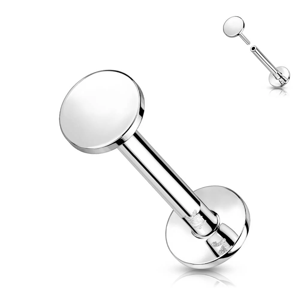 Solid Gold 14 Carat Labret Round Flat Push-In - Image 2