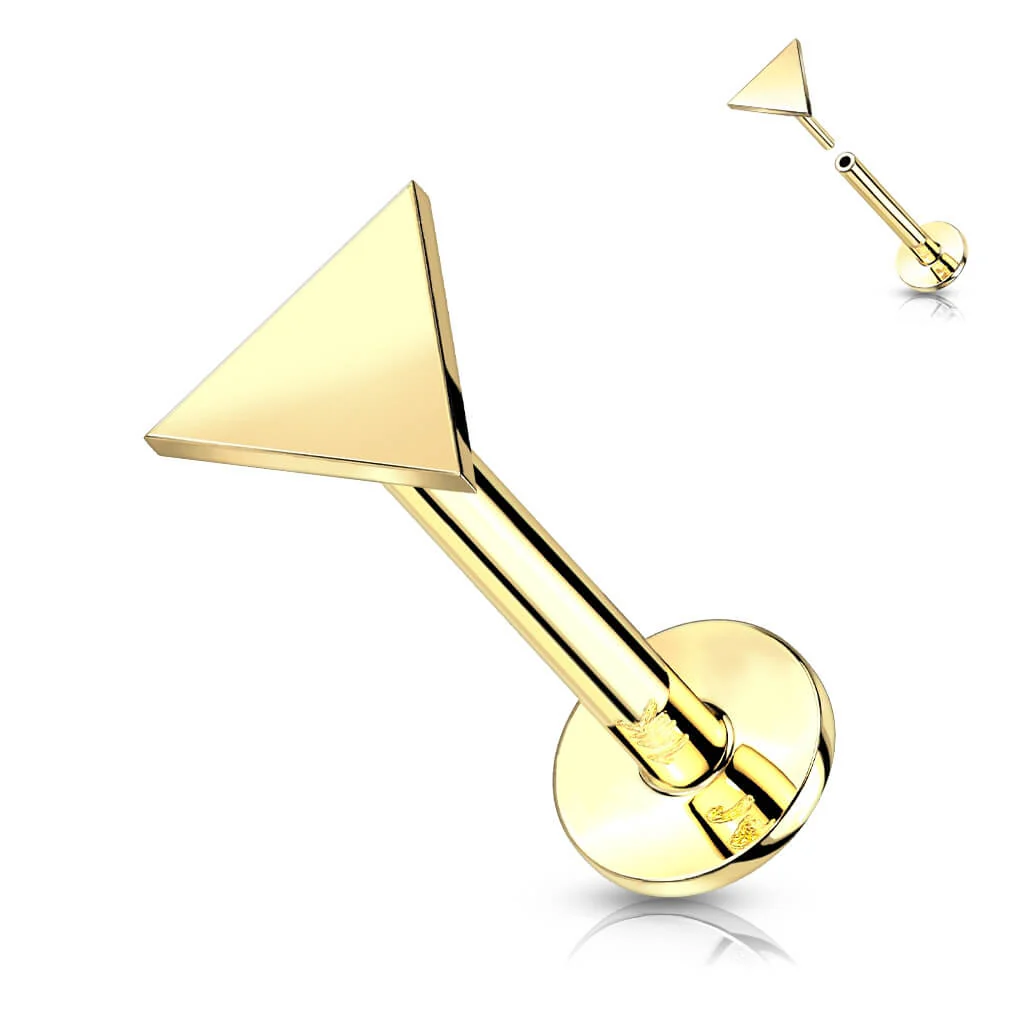 Solid Gold 14 Carat Labret Triangel Flat Push-In - Image 4