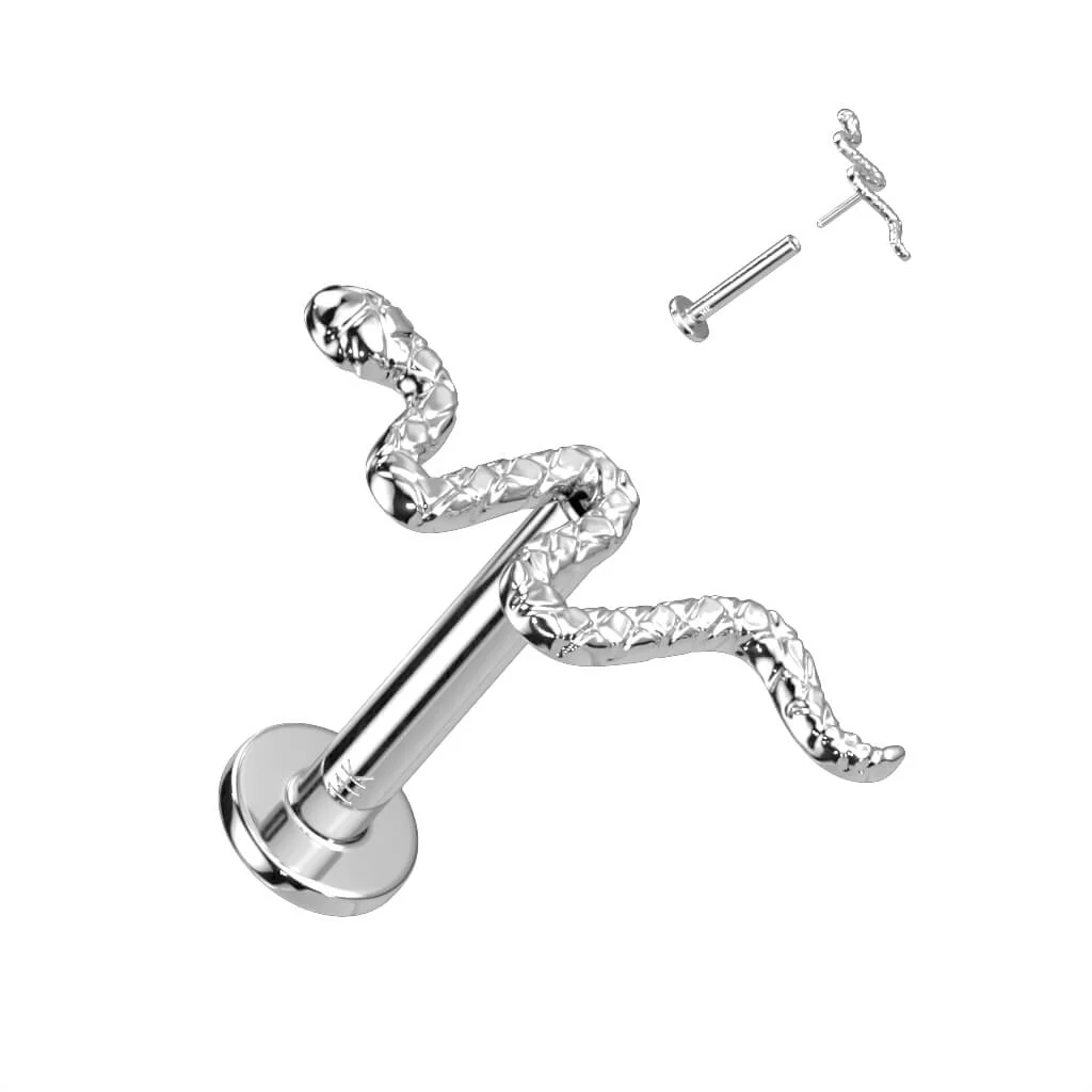 Solid Gold 14 Carat Labret Snake Push-In - Image 2
