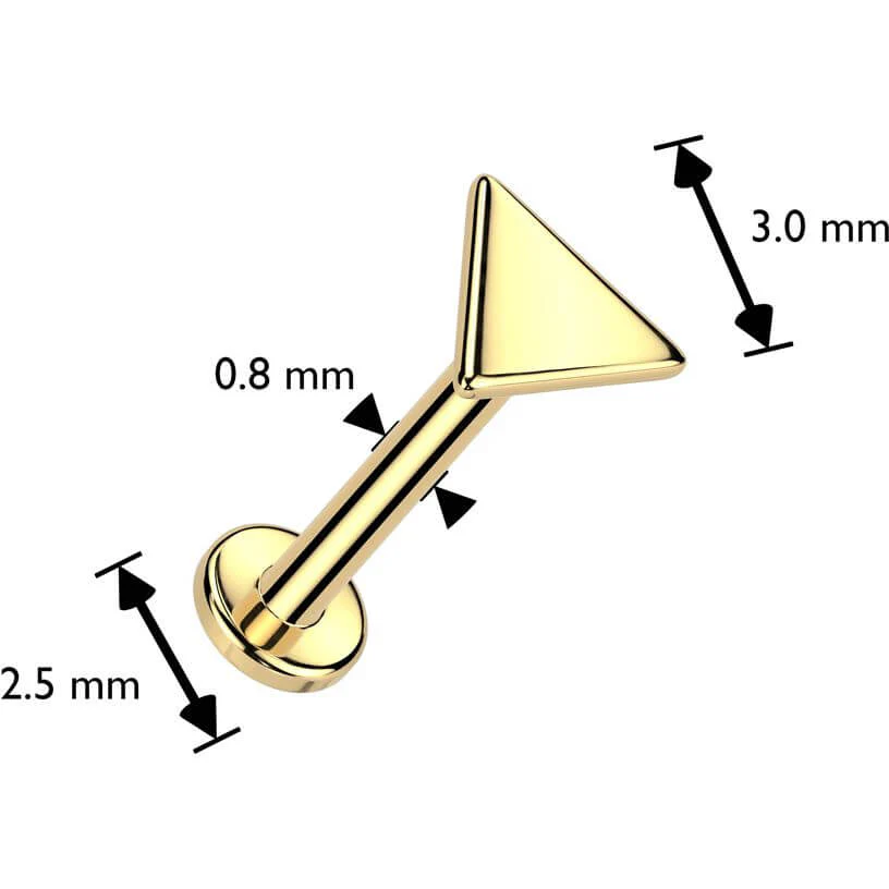Solid Gold 14 Carat Labret triangle nose piercing Push-In - Image 2