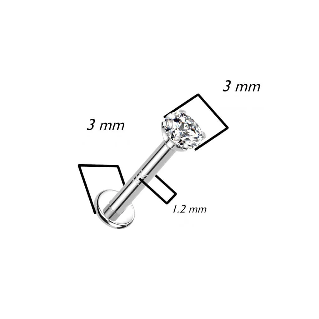 Solid Gold 14 Carat Labret Zirconia Internally Threaded - Image 3