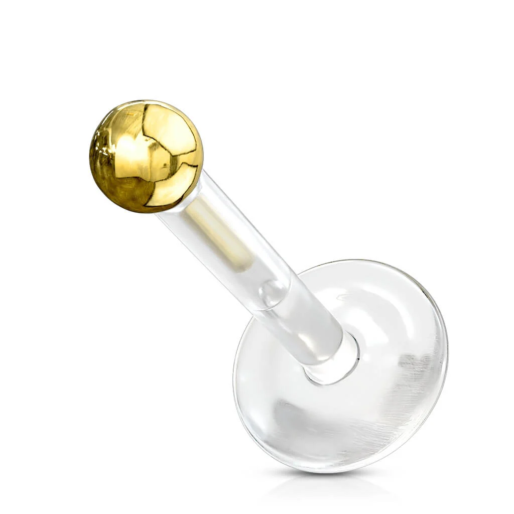 Solid Gold 14 Carat Labret Ball Push-In - Image 6