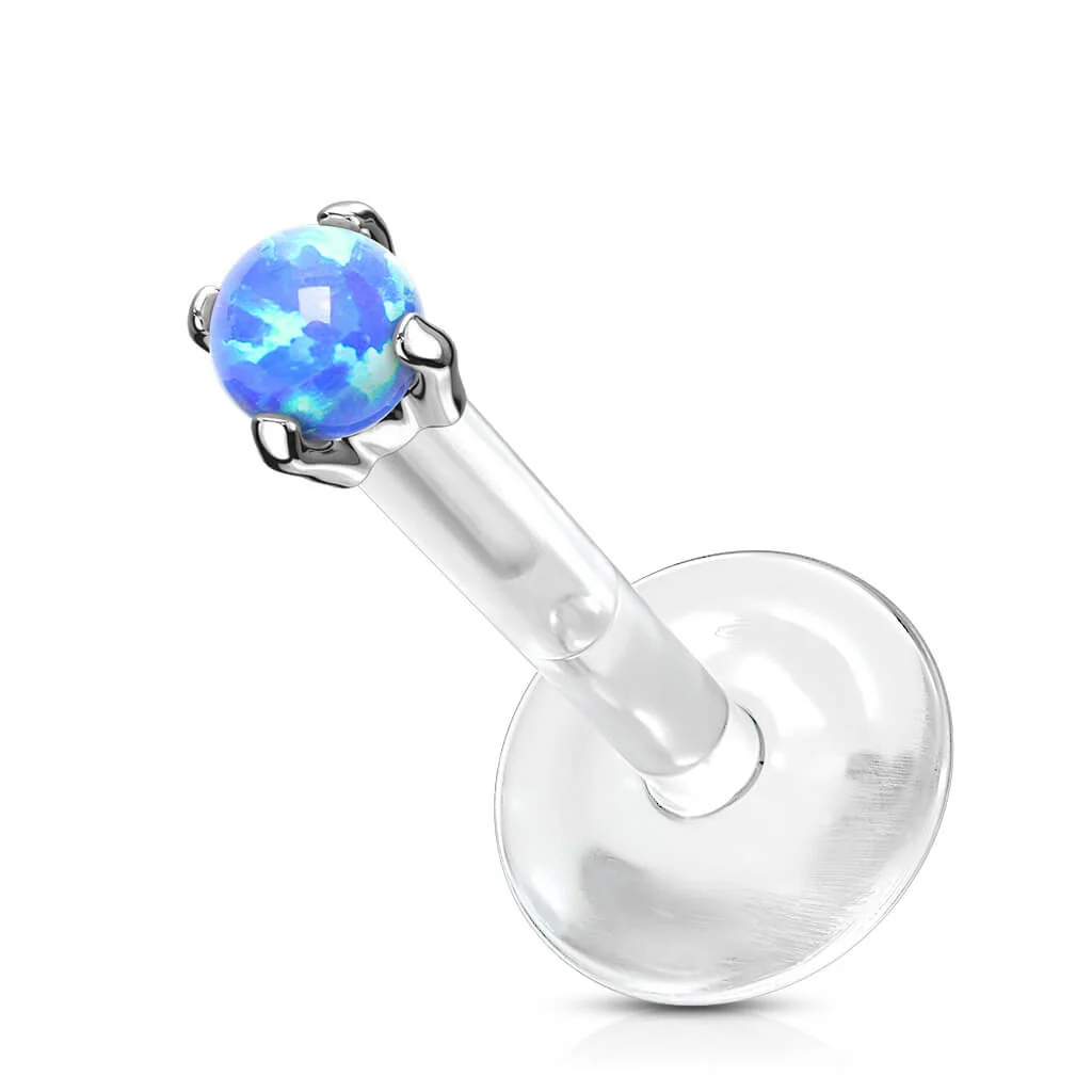 Solid Gold 14 Carat Labret Round Opal Push-In - Image 2