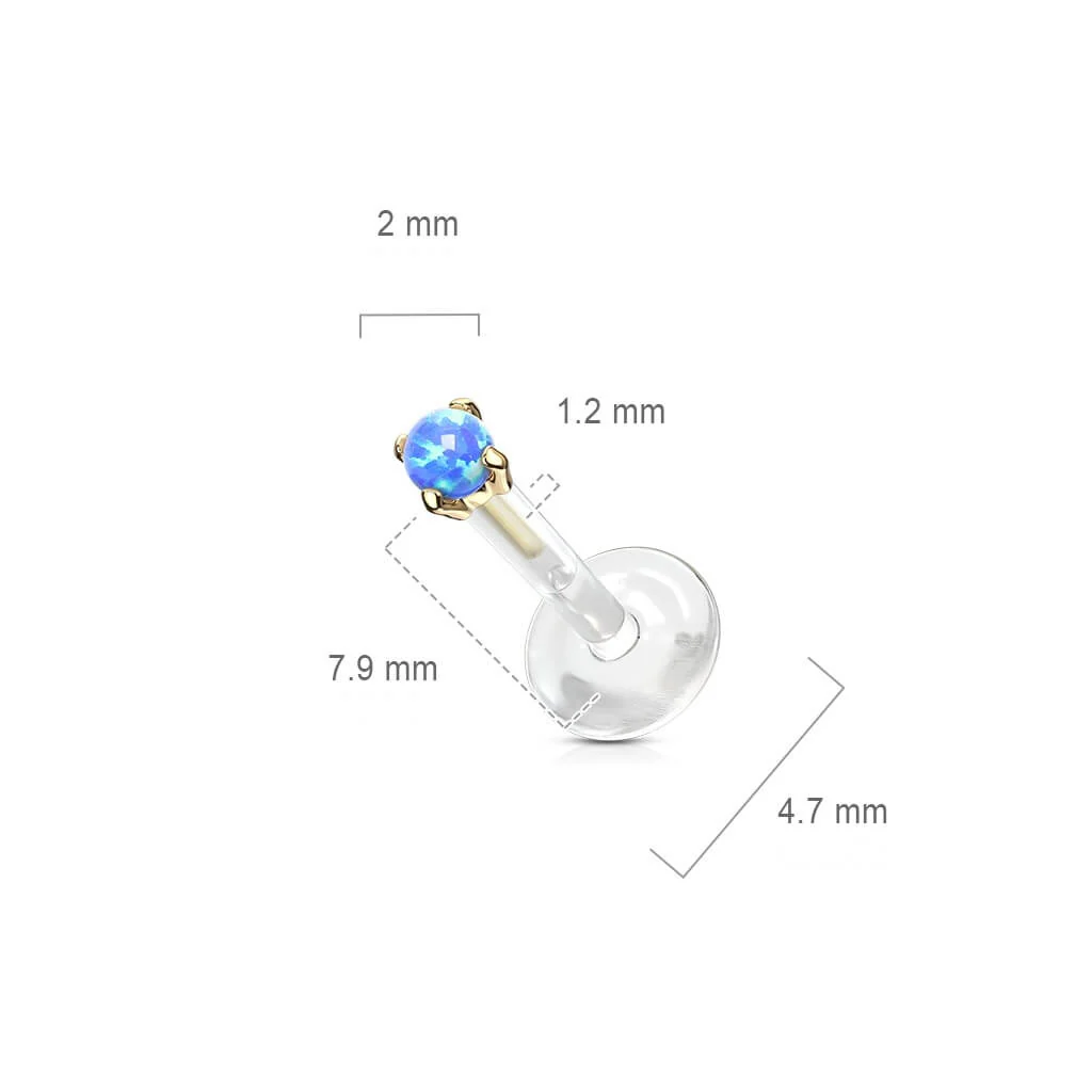 Solid Gold 14 Carat Labret Round Opal Push-In - Image 3