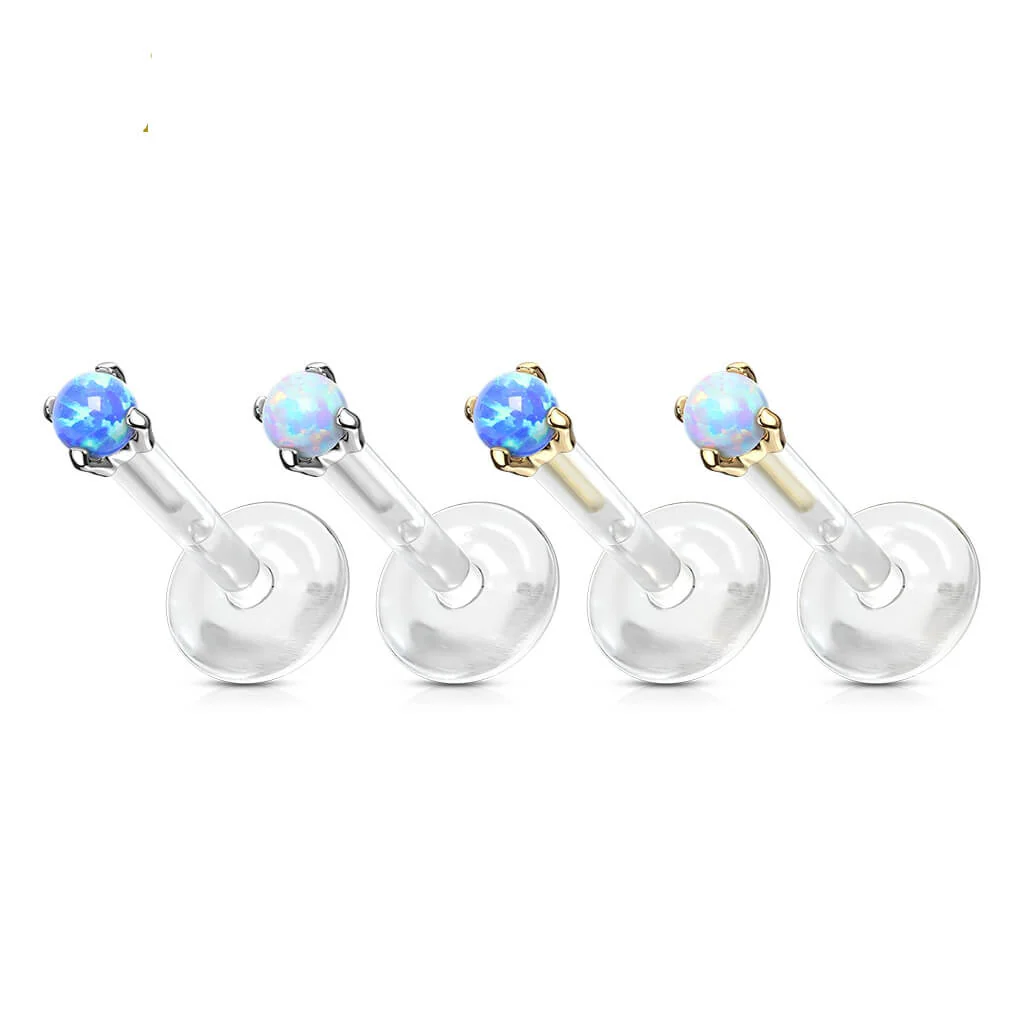 Solid Gold 14 Carat Labret Round Opal Push-In - Image 5