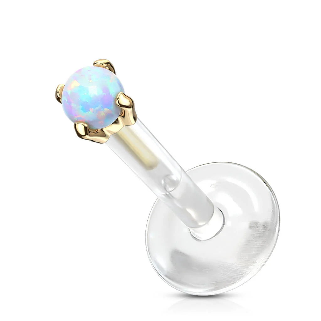 Solid Gold 14 Carat Labret Round Opal Push-In - Image 8