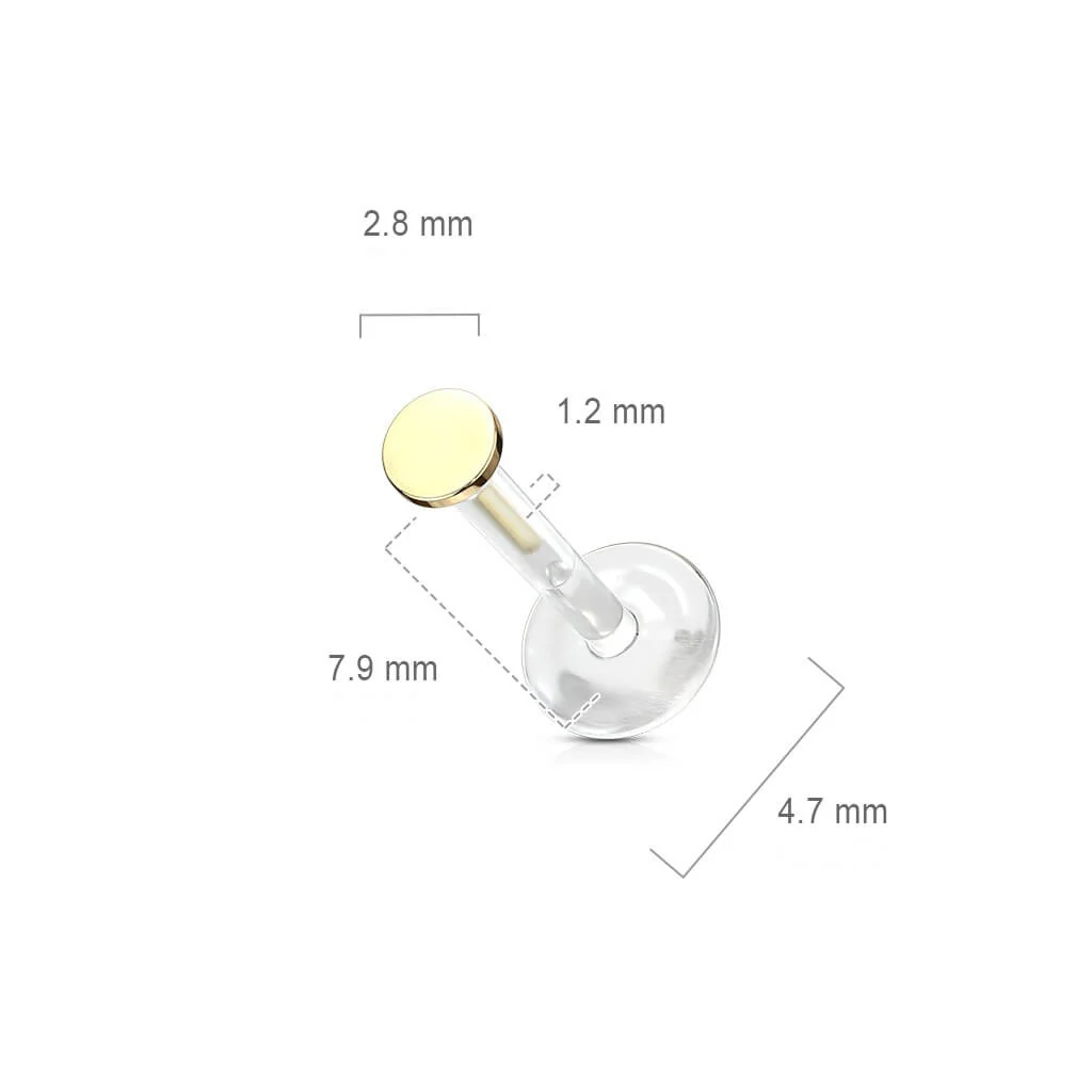 Solid Gold 14 Carat Labret Round Flat Push-In - Image 3