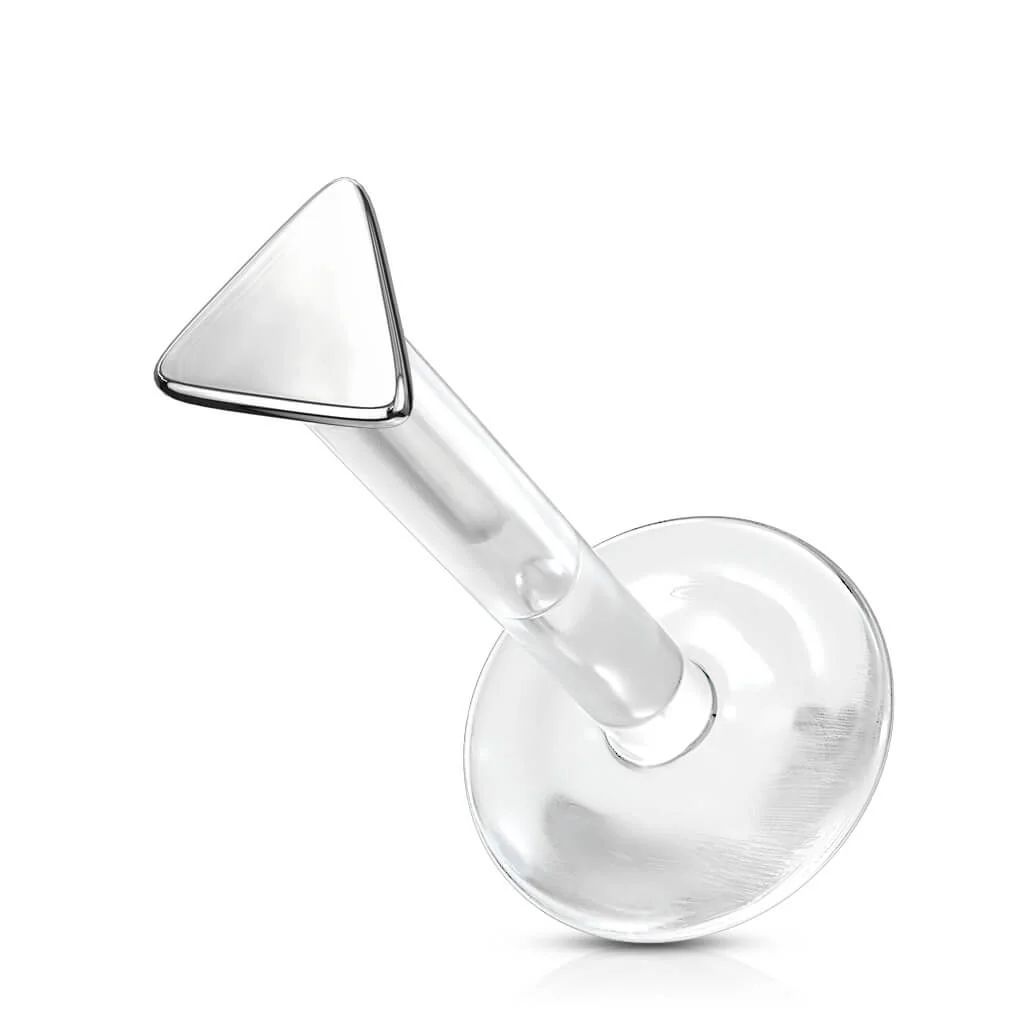 Solid Gold 14 Carat Labret Triangle Flat Push-In - Image 2