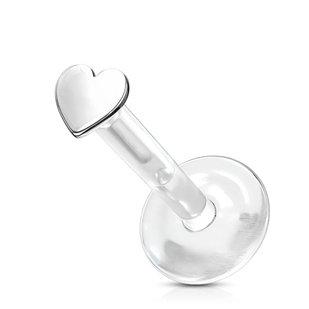 Solid Gold 14 Carat Labret Heart Flat Push-In - Image 2
