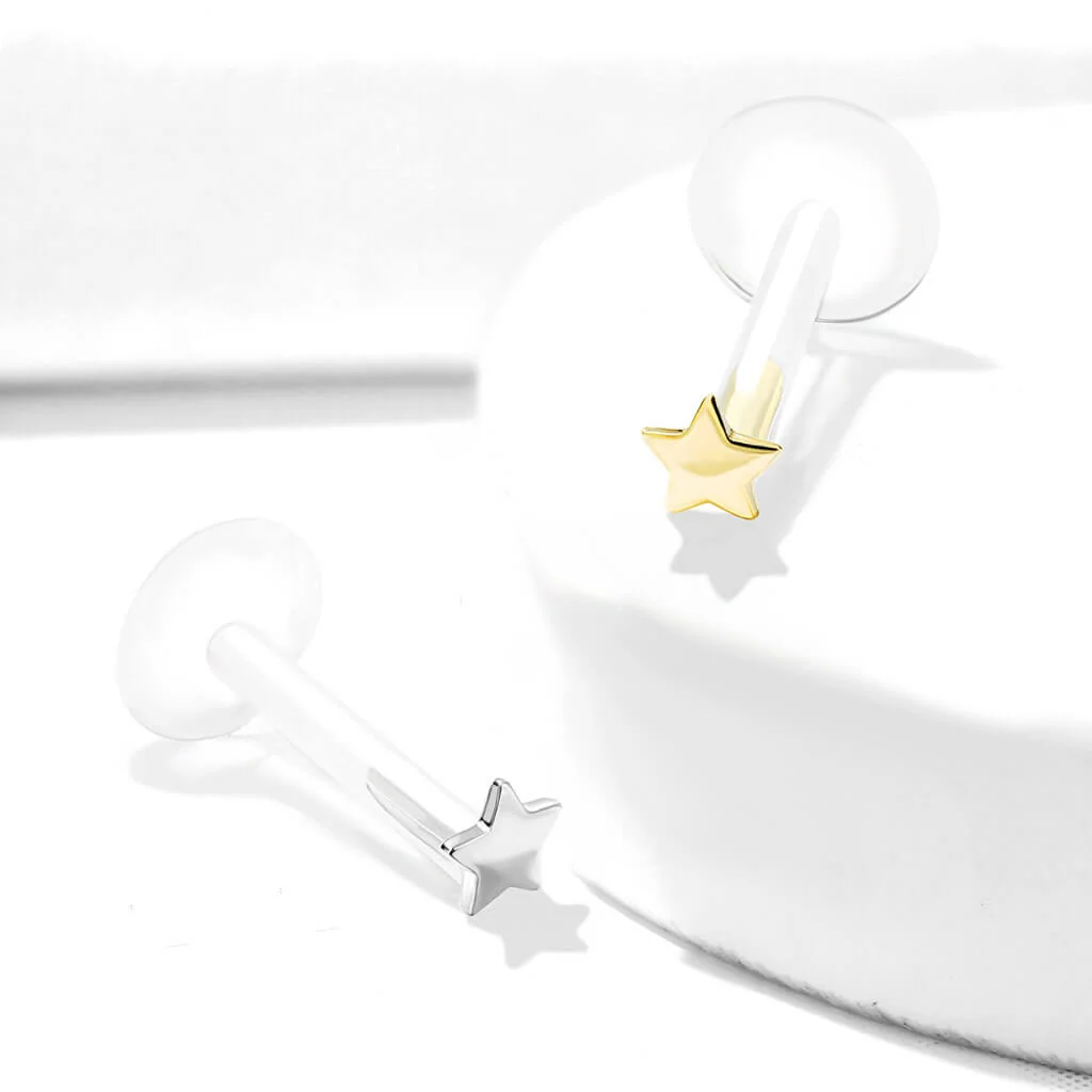 Solid Gold 14 Carat Labret Star Flat Push-In - Image 5