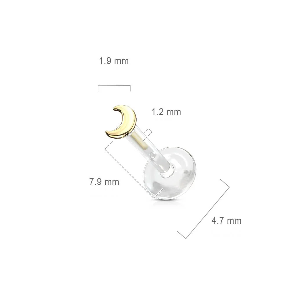 Solid Gold 14 Carat Labret Moon Flat Push-In - Image 3