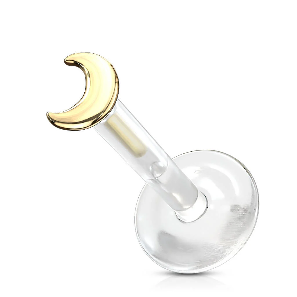 Solid Gold 14 Carat Labret Moon Flat Push-In - Image 6