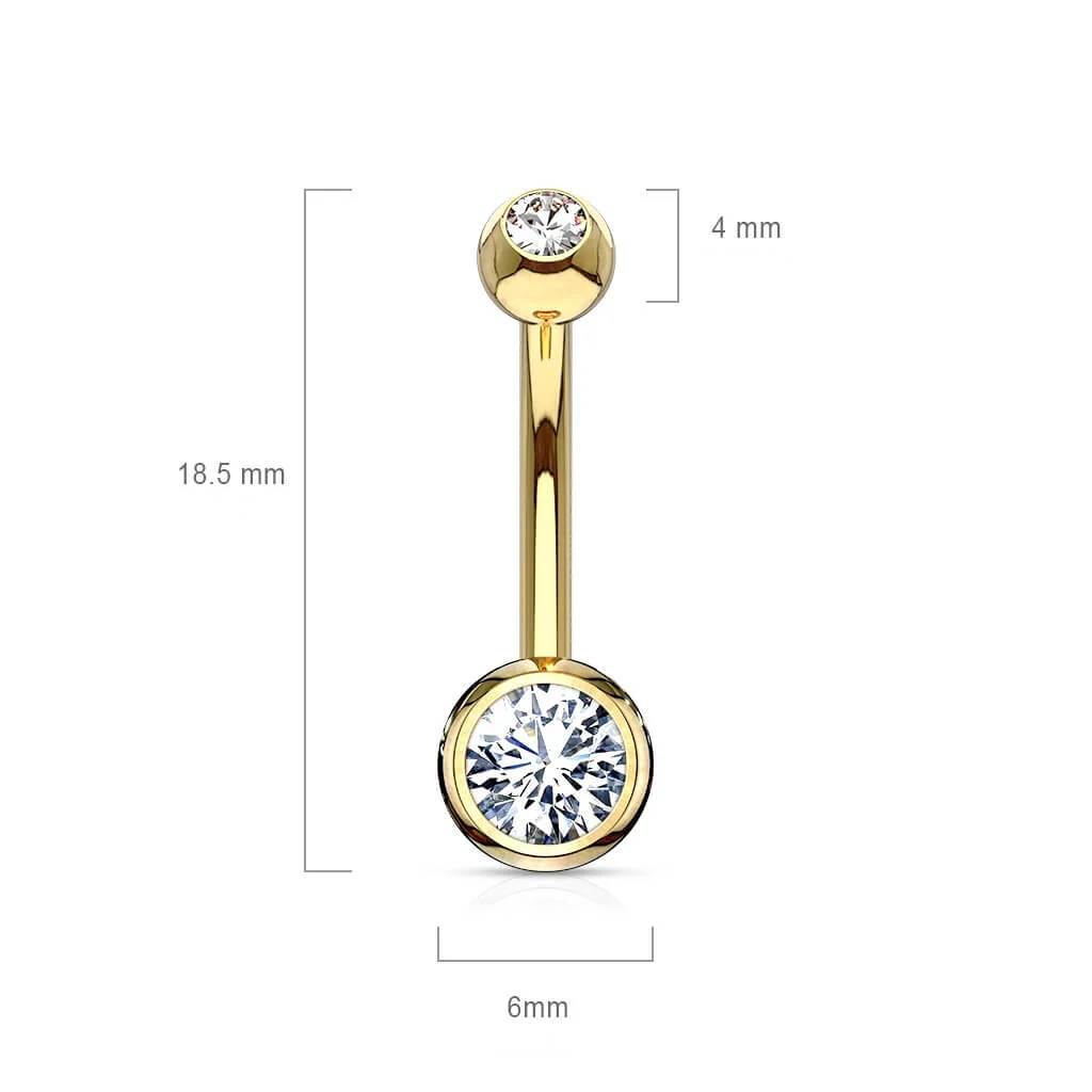 Solid Gold 14 Carat Belly Button Piercing Round Zirconia - Image 3