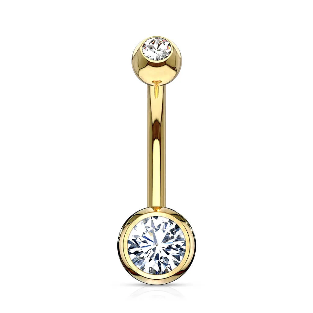 Solid Gold 14 Carat Belly Button Piercing Round Zirconia - Image 4