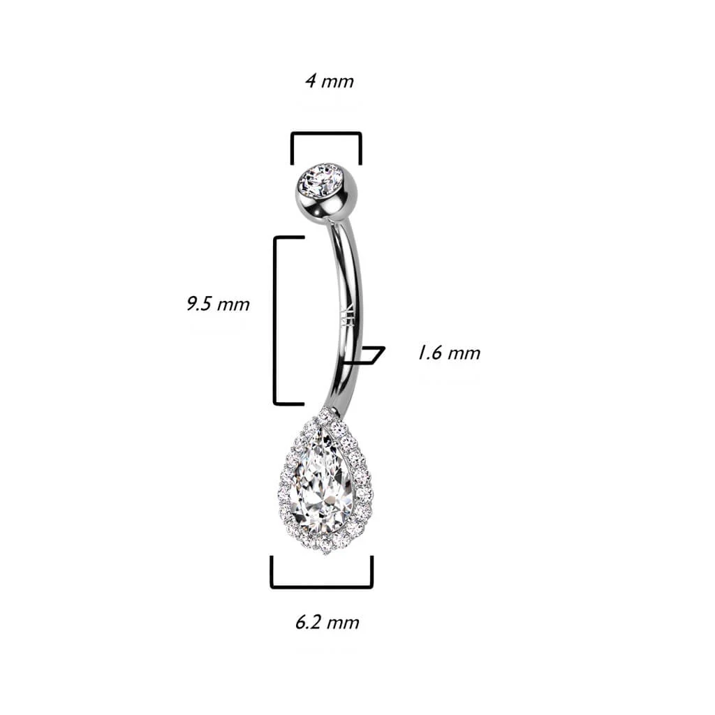 Solid Gold 14 Carat Belly Button Piercing Drop Zirconia Opal - Image 3