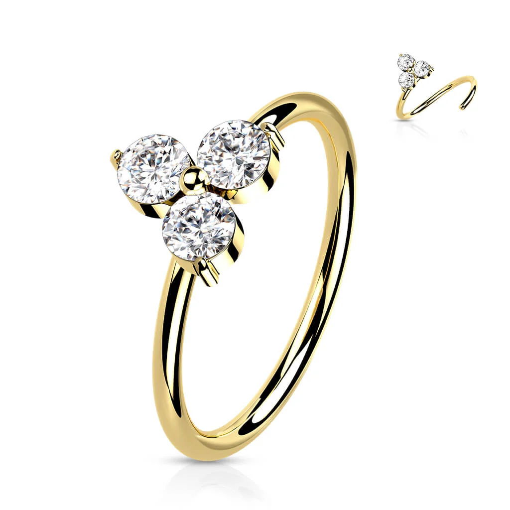 Solid Gold 14 Carat Ring Flower Zirconia Bendable - Image 4