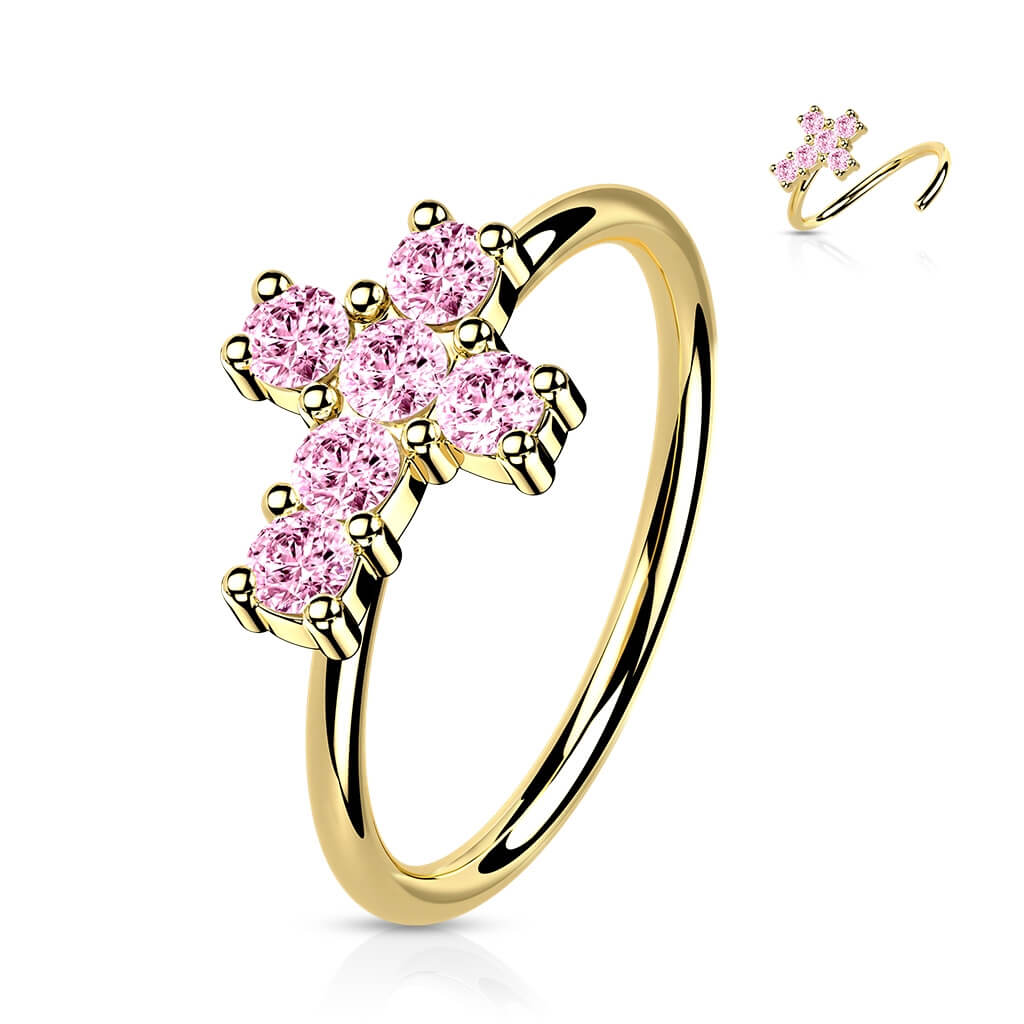 Solid Gold 14 Carat Ring Cross Zirconia Bendable - Image 11
