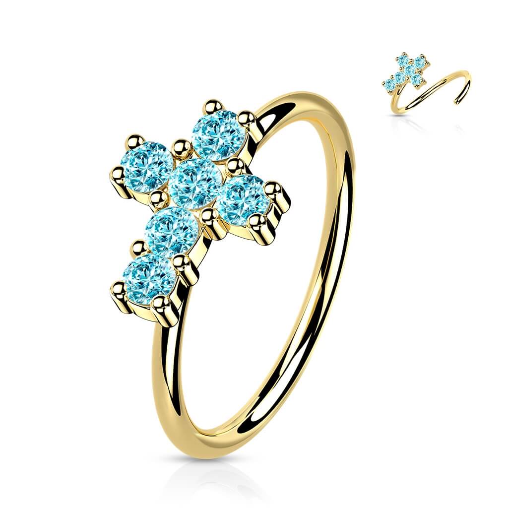 Solid Gold 14 Carat Ring Cross Zirconia Bendable - Image 12