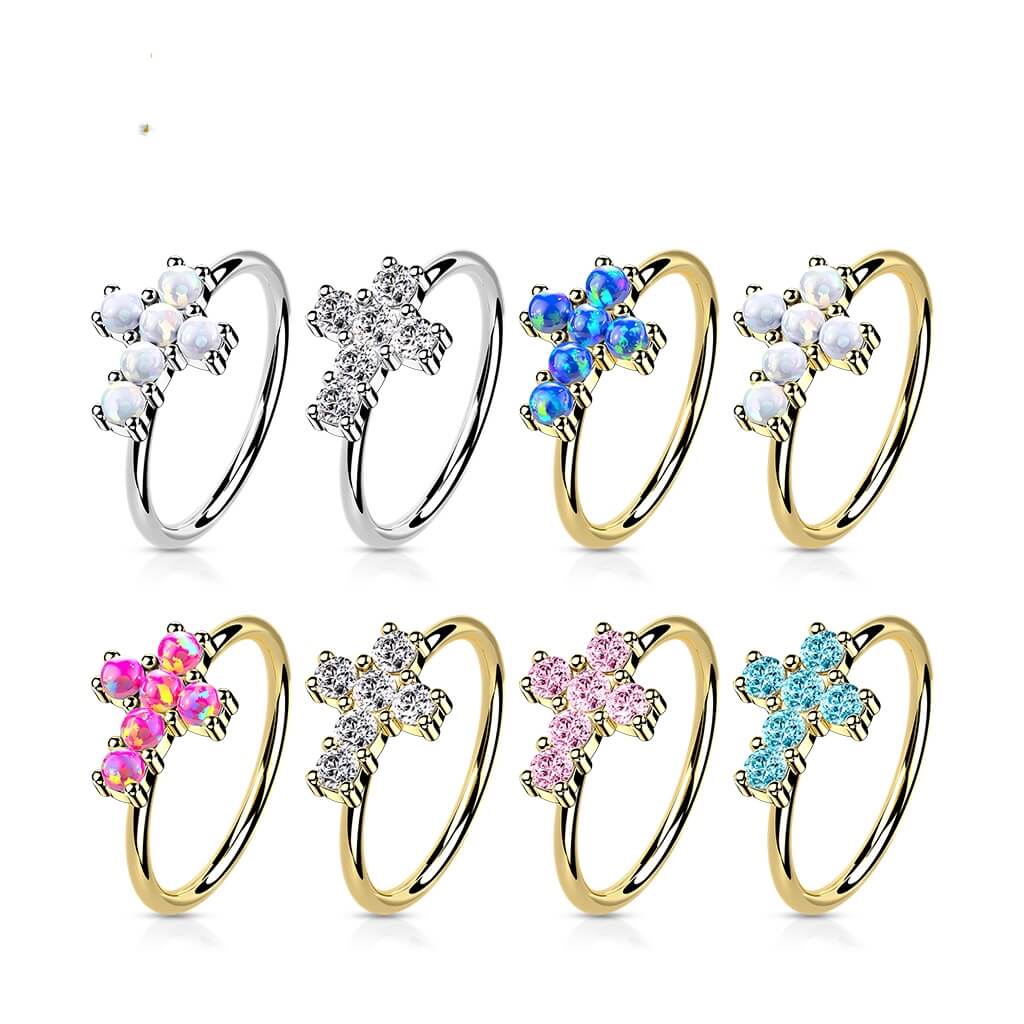 Solid Gold 14 Carat Ring Cross Zirconia Bendable - Image 3