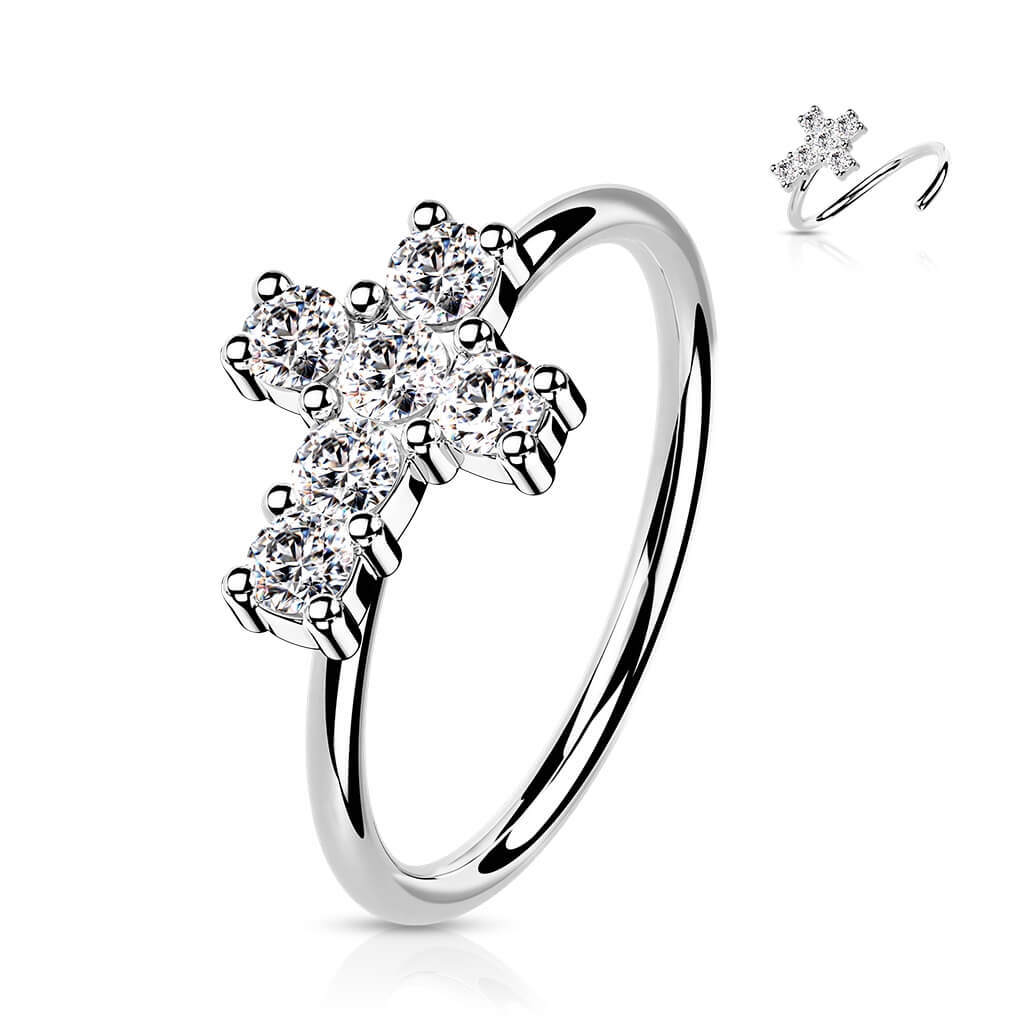 Solid Gold 14 Carat Ring Cross Zirconia Bendable - Image 6