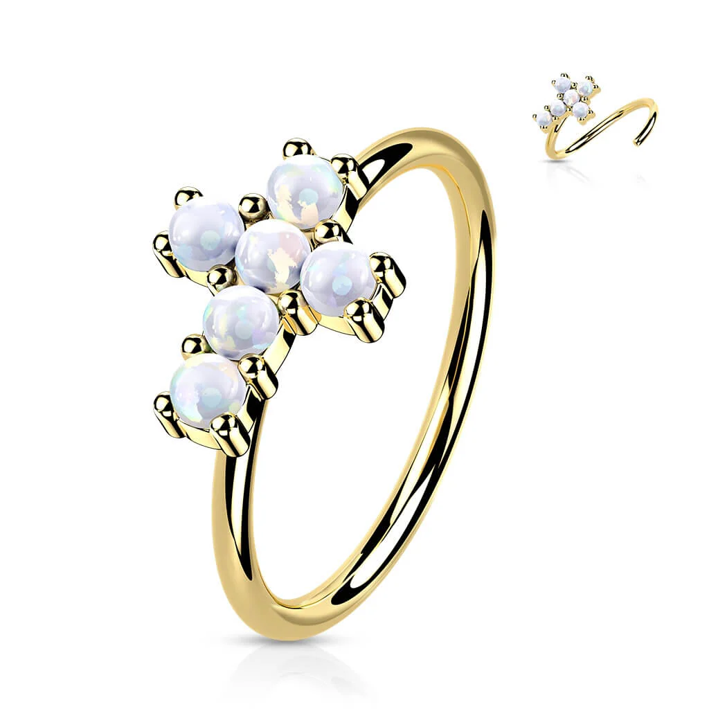 Solid Gold 14 Carat Ring Cross Zirconia Bendable - Image 8