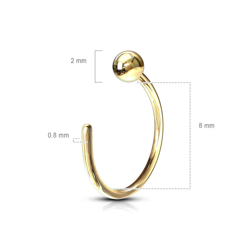 Solid Gold 14 Carat Nose Hoop Half Hoop Ring - Image 3