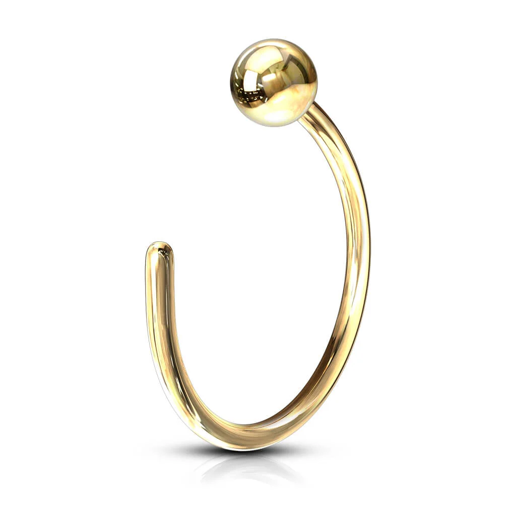 Solid Gold 14 Carat Nose Hoop Half Hoop Ring - Image 5
