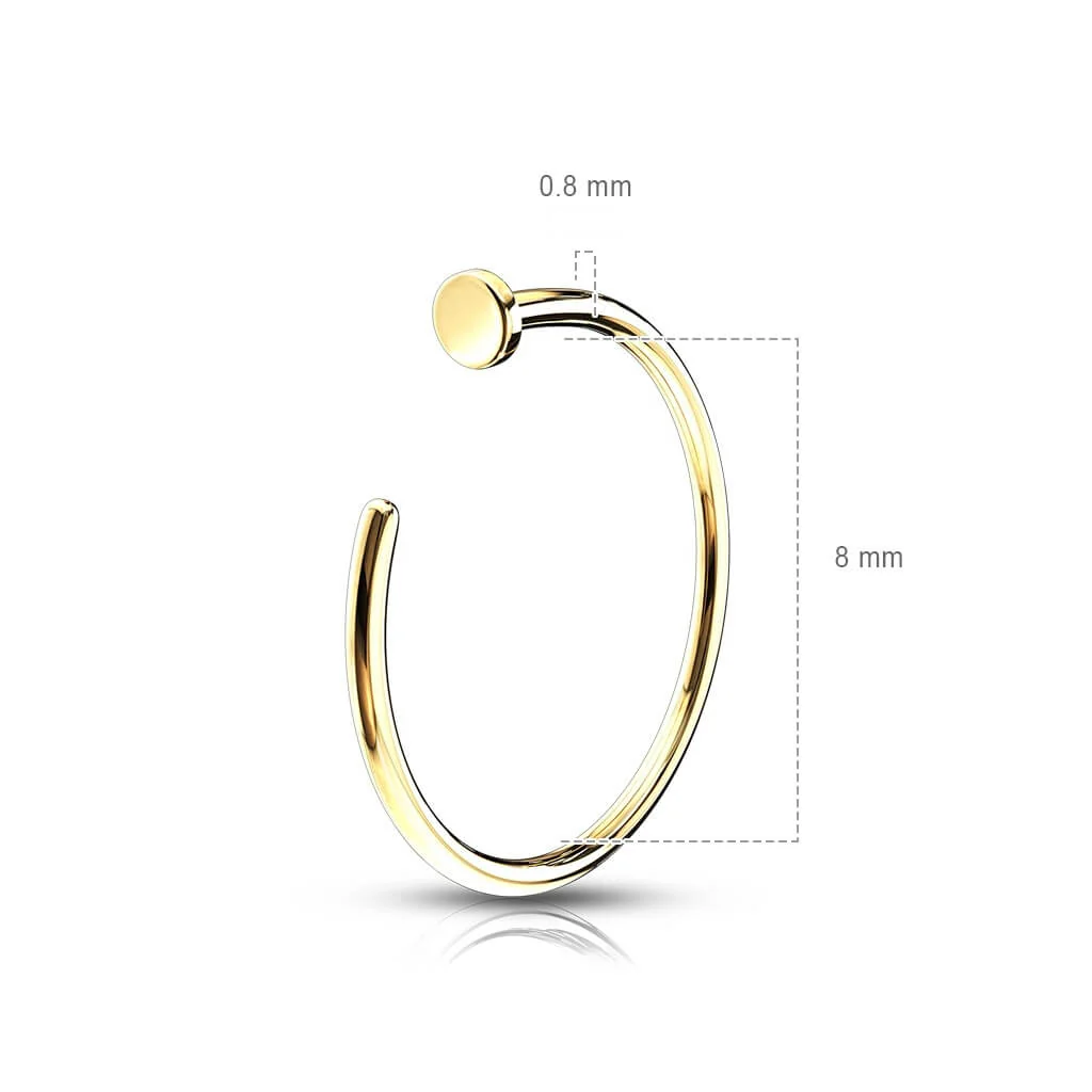 Solid Gold 14 Carat Nose Hoop Half Hoop Ring - Image 3