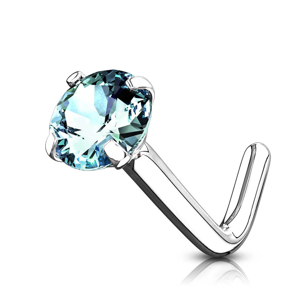 Solid Gold 14 Carat Nose L-Shape Zirconia - Image 6