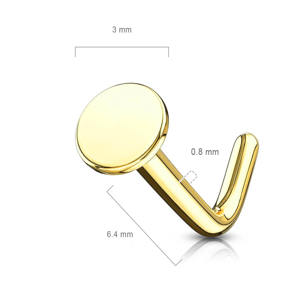 Solid Gold 14 Carat Nose L-Shape Round Flat - Image 3