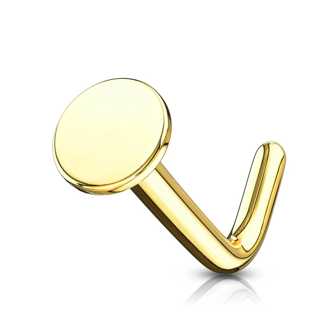 Solid Gold 14 Carat Nose L-Shape Round Flat - Image 6