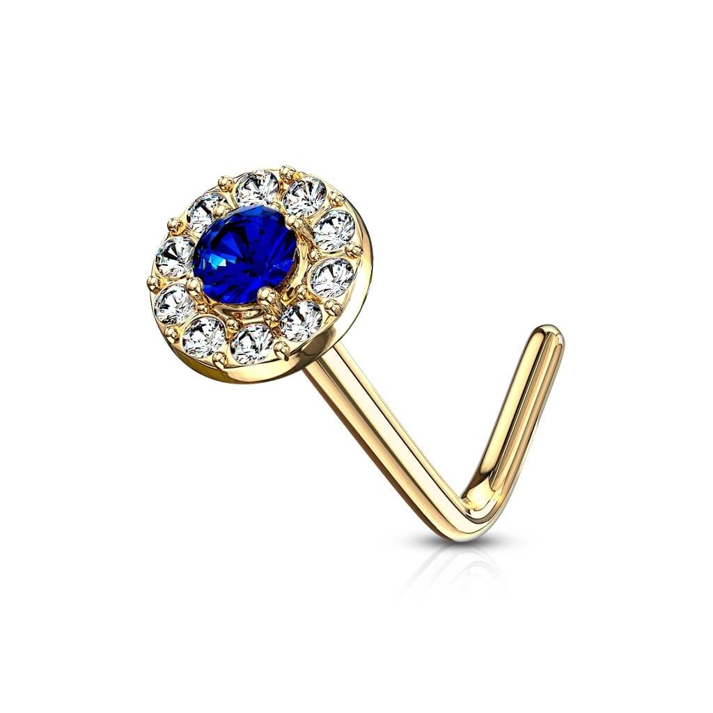 Solid Gold 14 Carat Nose L-Shape Zirconia Round - Image 12