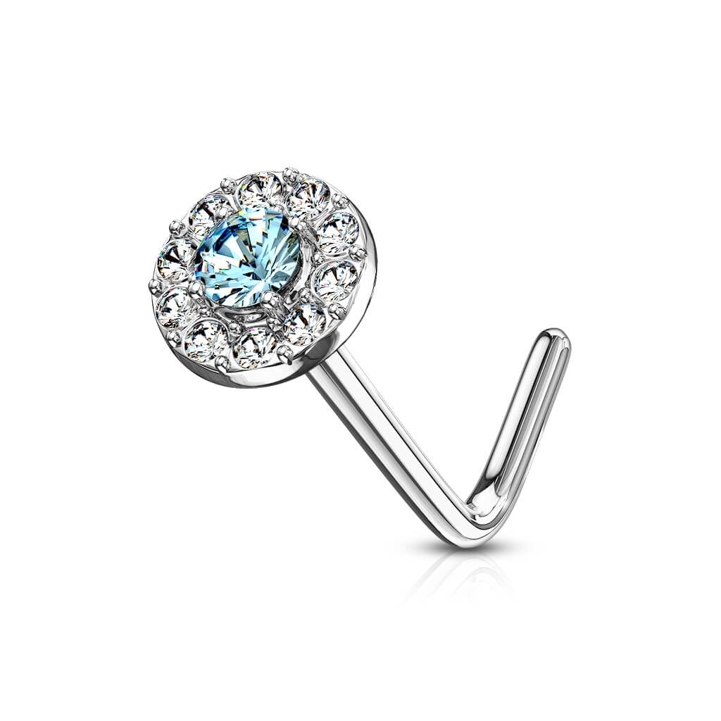 Solid Gold 14 Carat Nose L-Shape Zirconia Round - Image 8