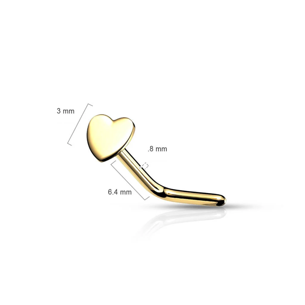 Solid Gold 14 Carat Nose L-Shape Heart - Image 3