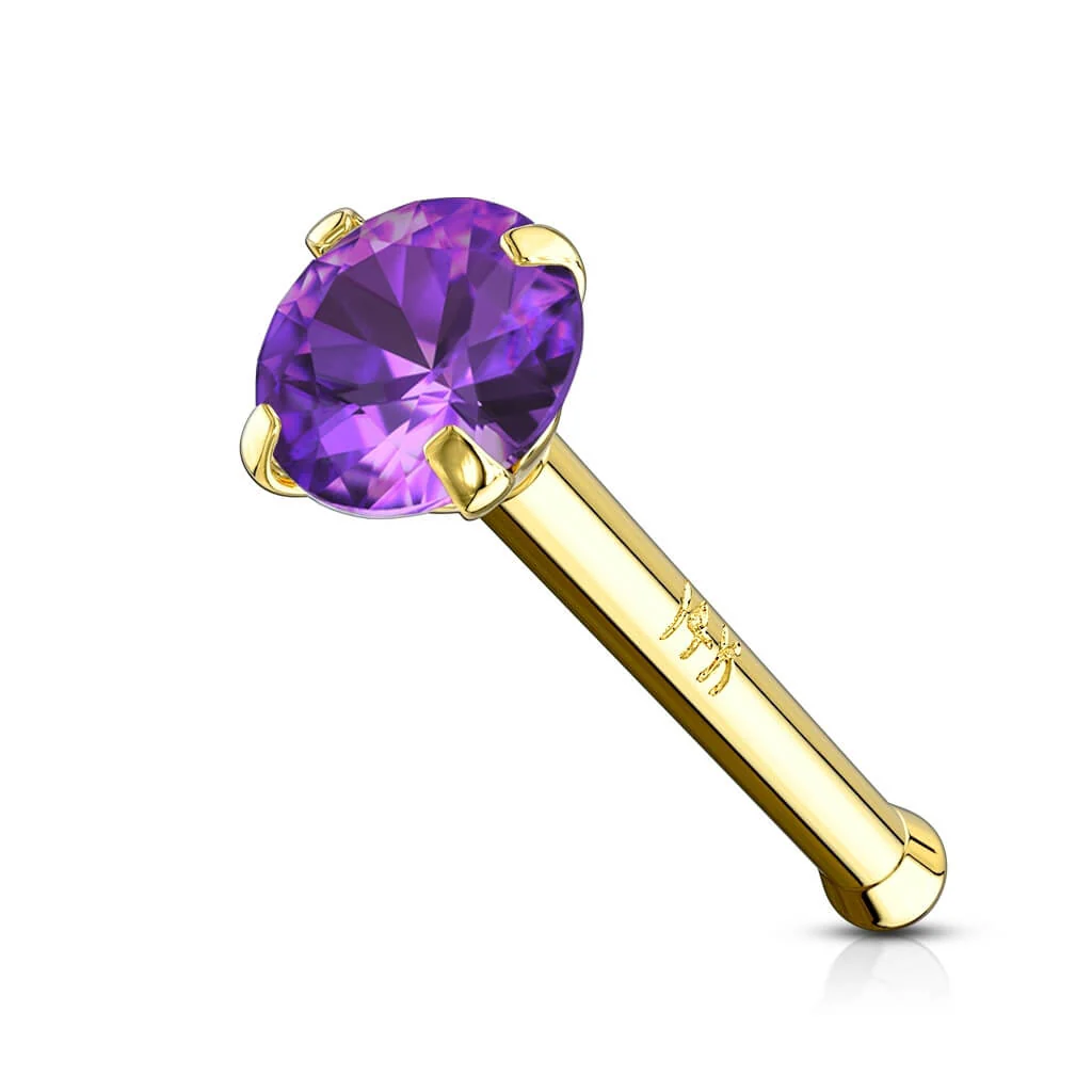 Solid Gold 14 Carat Nose Stud Zirconia - Image 4