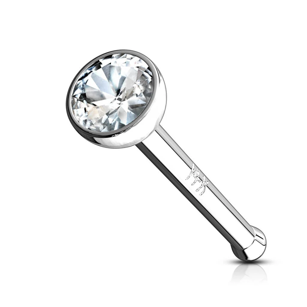 Solid Gold 14 Carat Nose Stud Zirconia cup setting - Image 2
