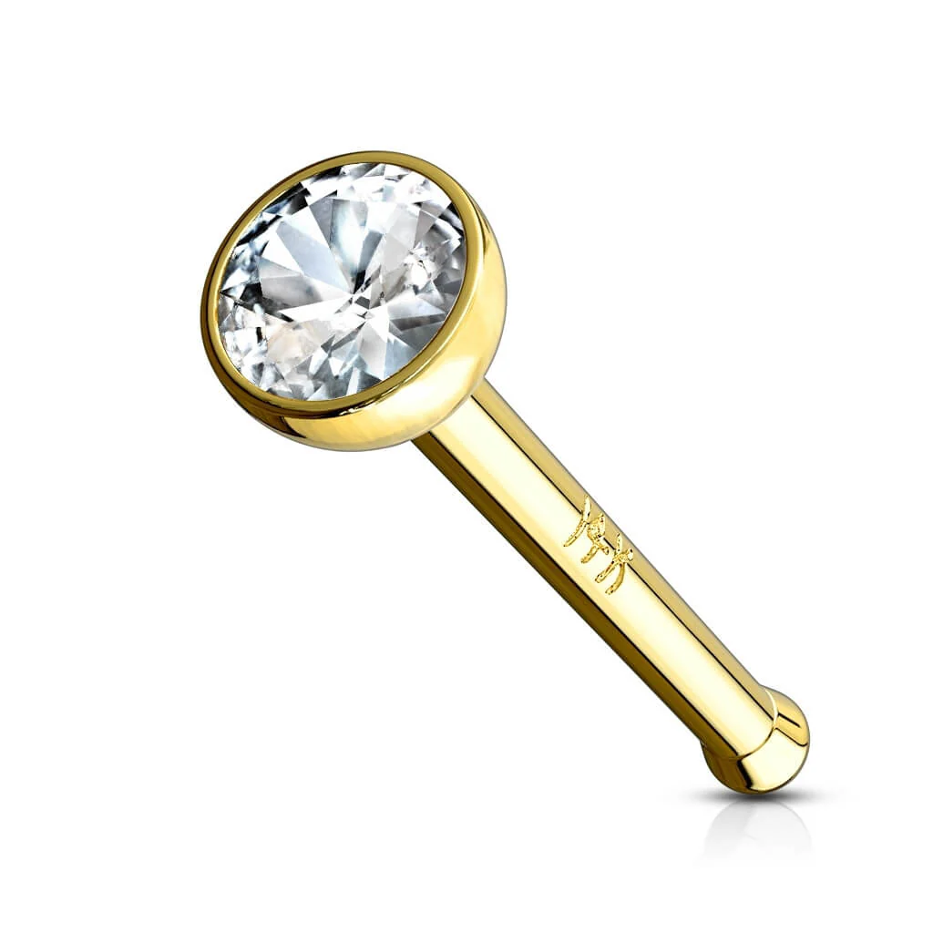 Solid Gold 14 Carat Nose Stud Zirconia cup setting - Image 3