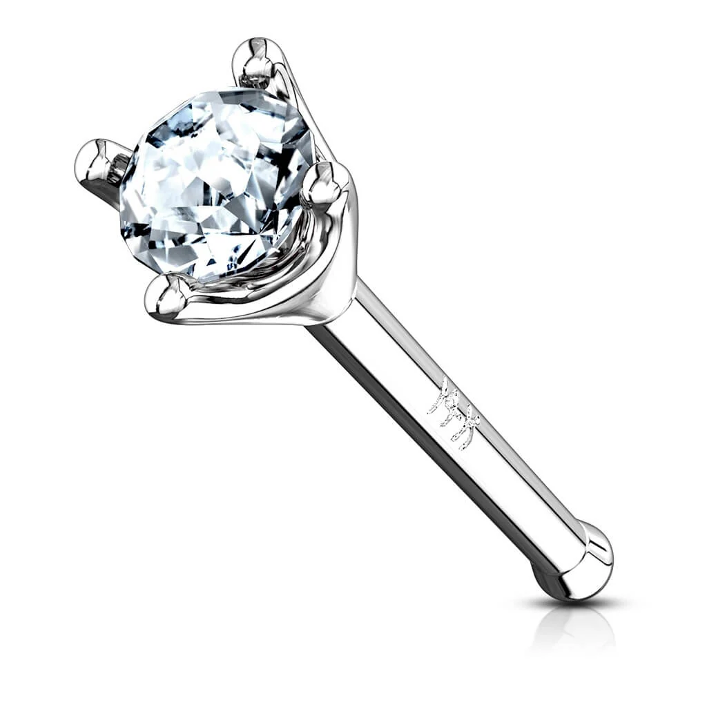 Solid Gold 14 Carat Nose Stud Zirconia rim - Image 2