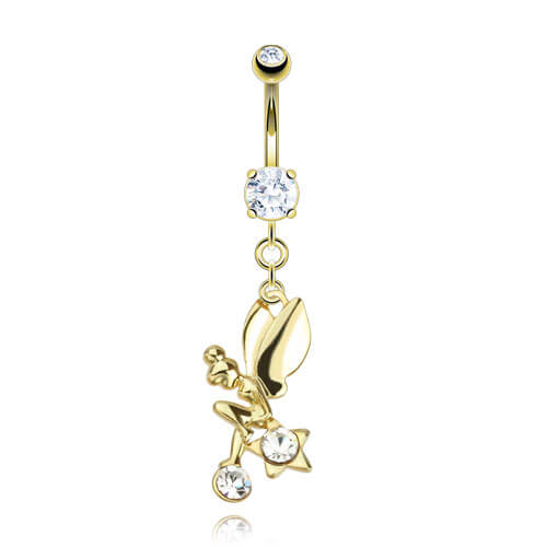Belly Button Piercing Fairy dangle Zirconia Gold - Image 2