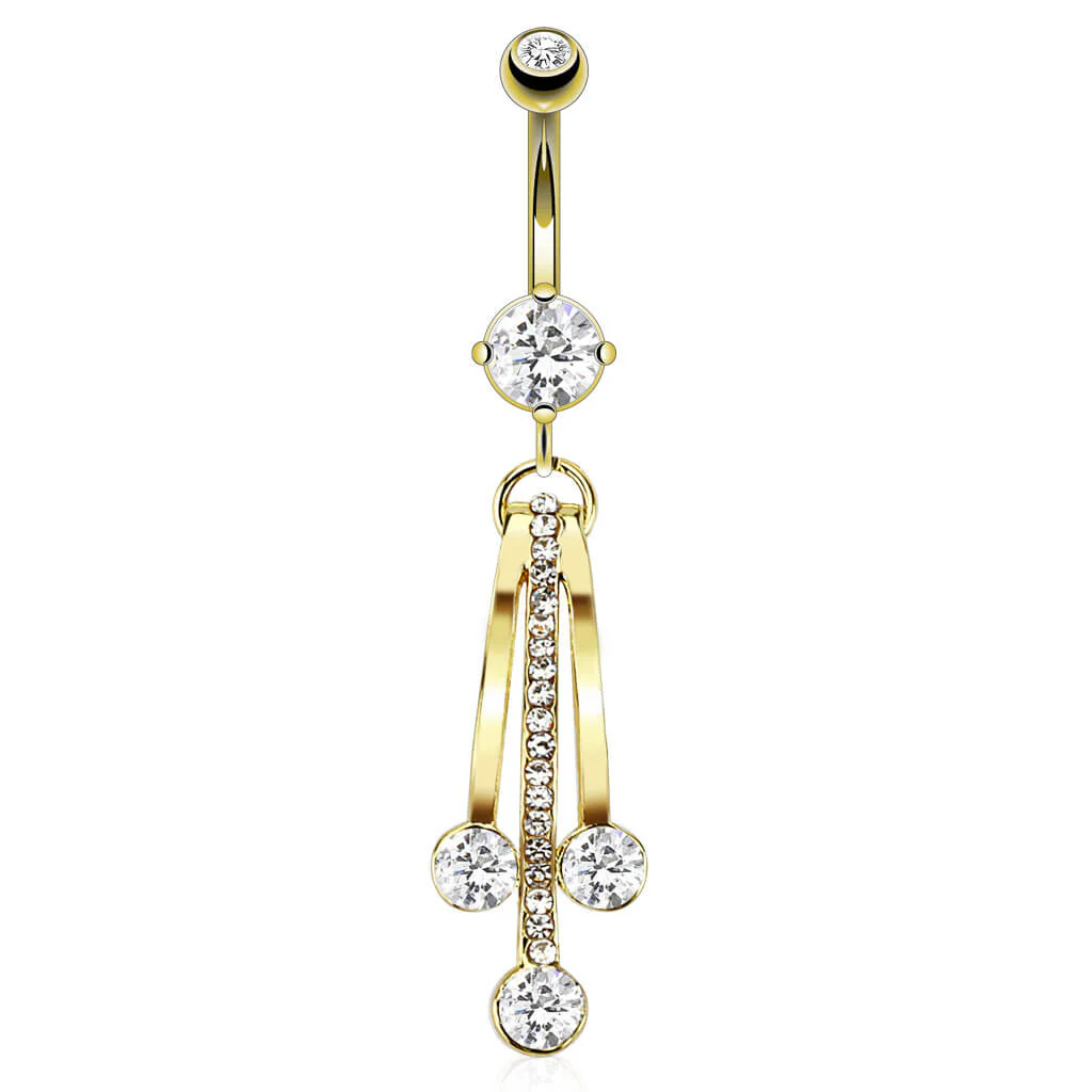 Belly Button Piercing Zirconia hanger dangle Gold - Image 2