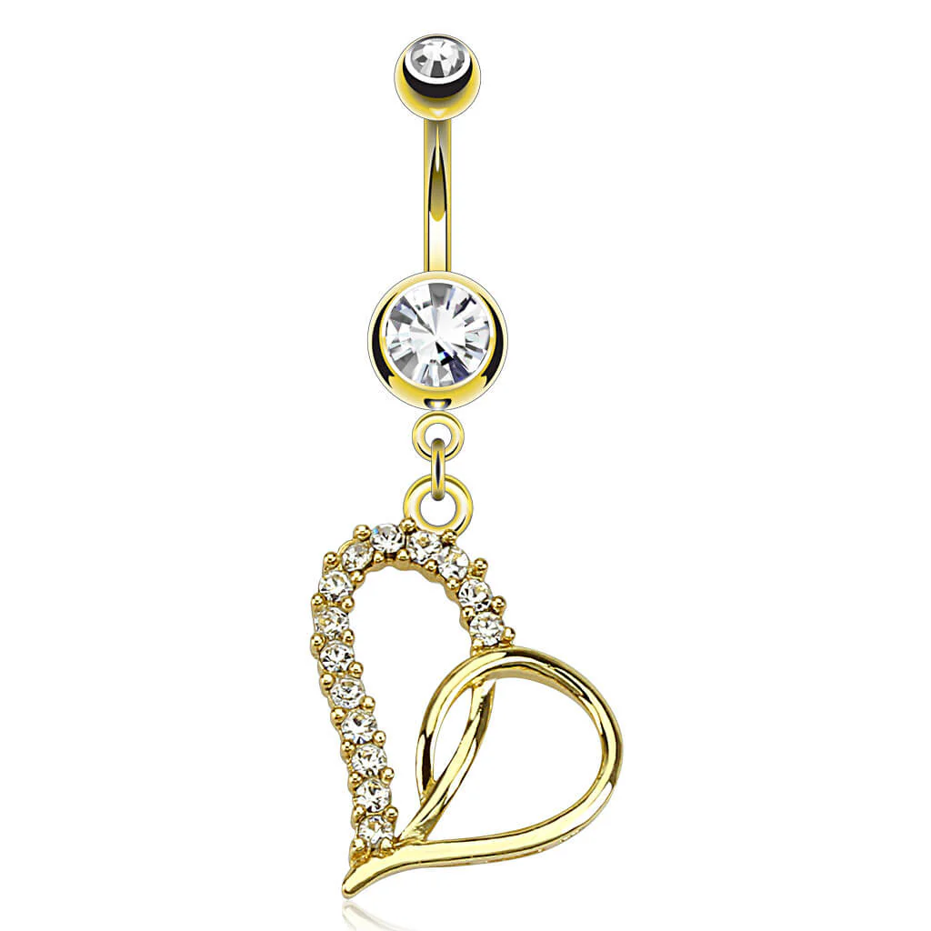 Belly Button Piercing Heart dangle Zirconia Gold - Image 2
