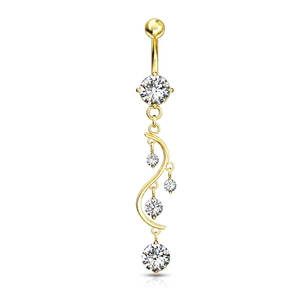 Belly Button Piercing Zirconia Gold pendant - Image 2