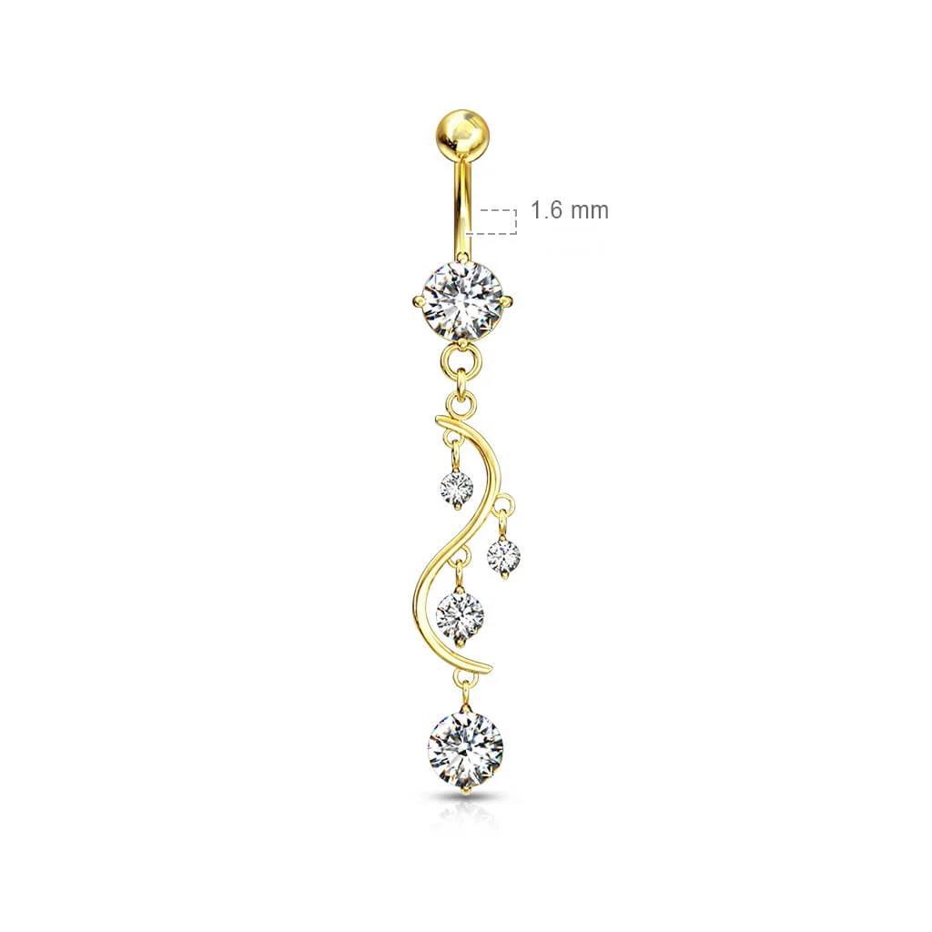 Belly Button Piercing Zirconia Gold pendant - Image 3