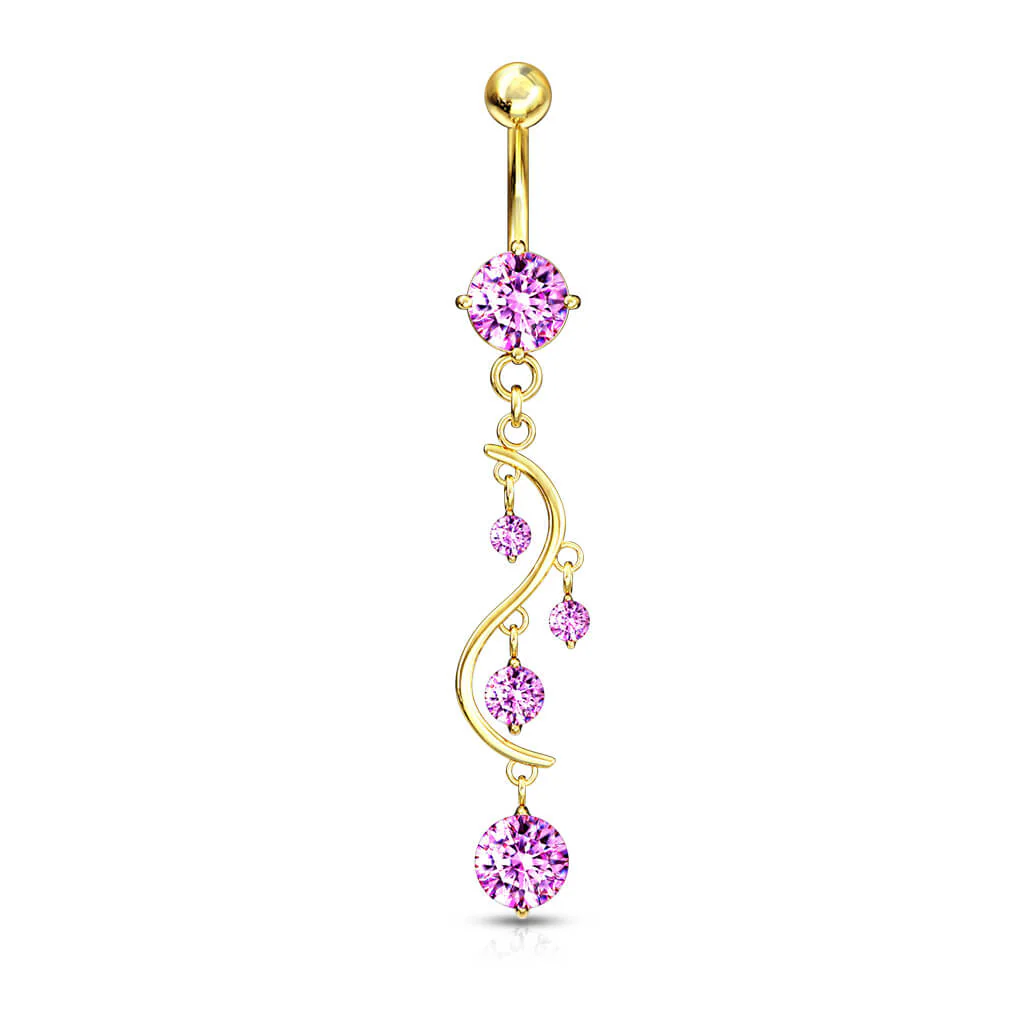 Belly Button Piercing Zirconia Gold pendant - Image 4