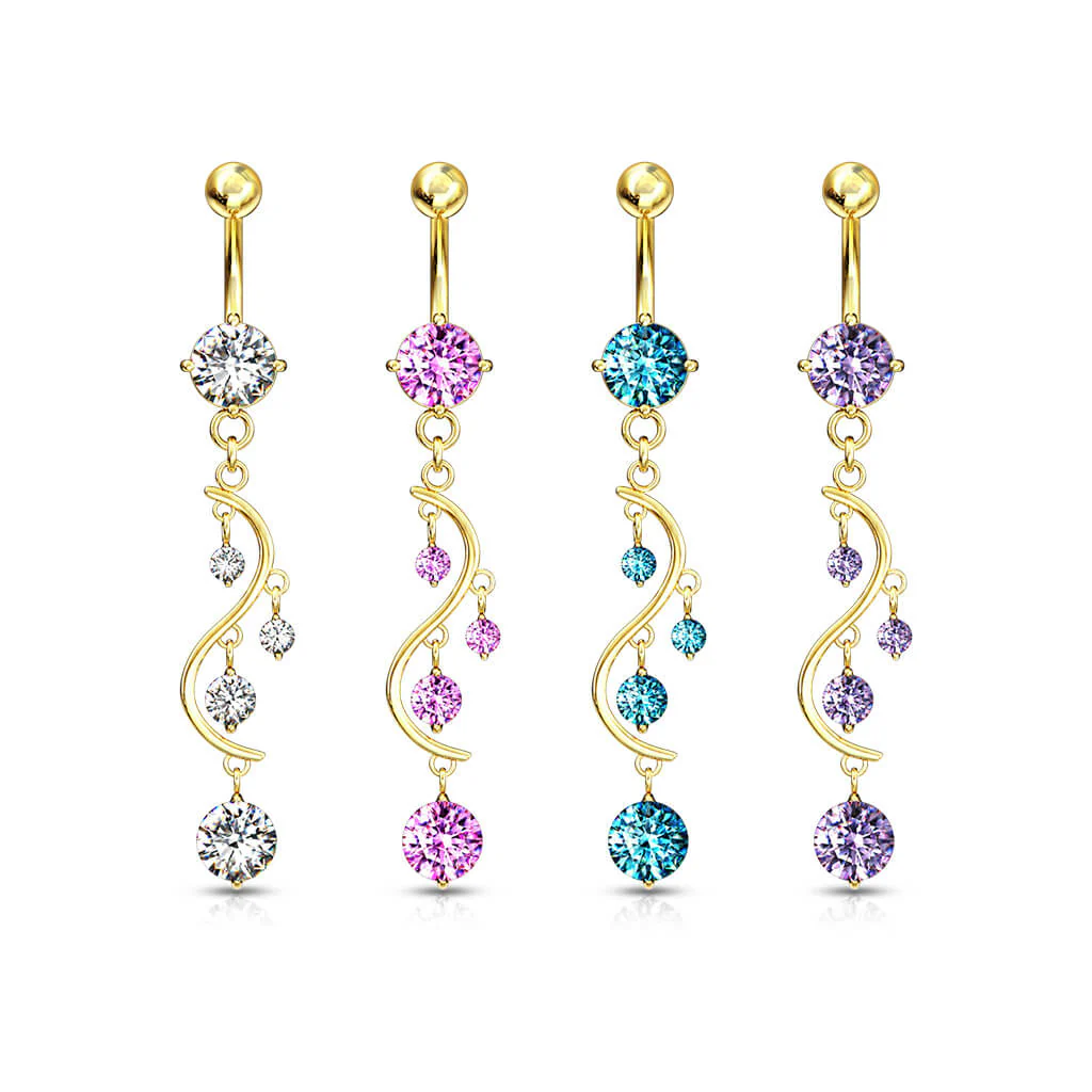 Belly Button Piercing Zirconia Gold pendant - Image 5
