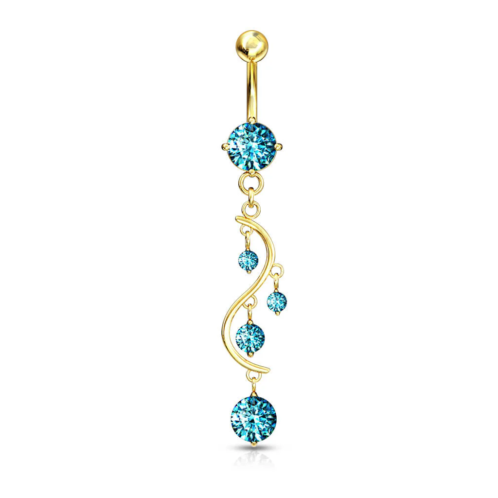 Belly Button Piercing Zirconia Gold pendant - Image 6
